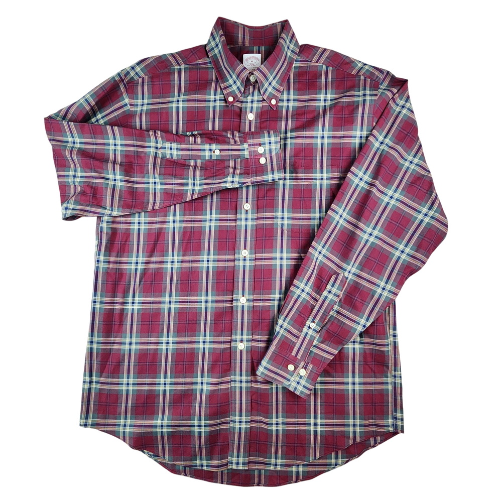 Brooks Brothers Plaid Button Down Shirt Non‎ Iron Long Sleeve Classic Fit M